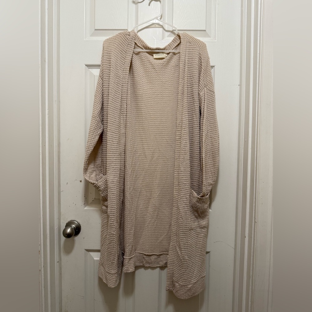Ninexis Cream Cardigan Sweater Long Open Front